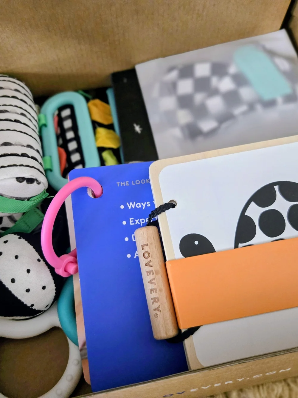 NIB Lovevery The Looker Play Kit (0-2 Months) + Bonus Book - Open Box